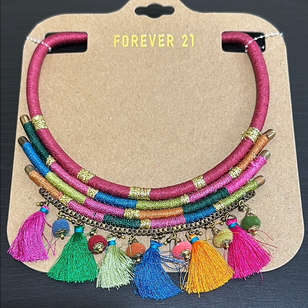 Forever 21 Colorful fringe rope style choker necklace